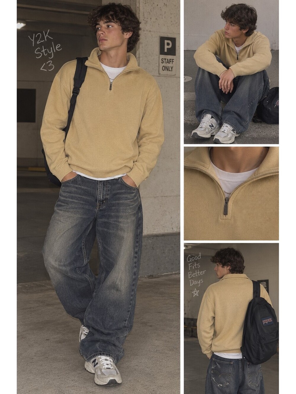 Tommy Bahama Men's XL 100% Cotton Quarter Zip Sweater Beige Pullover Casual Golf